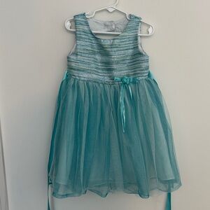 Rare Editions Teal and Silver Striped Dress